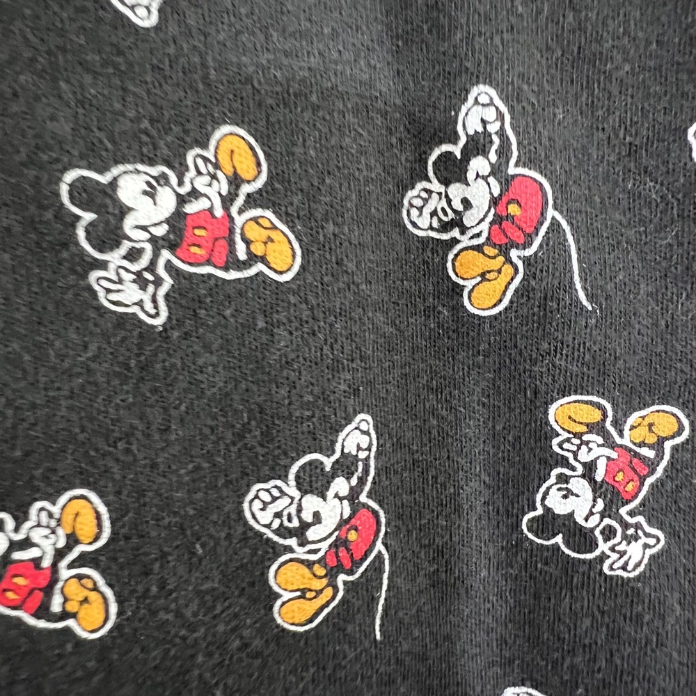 Vintage 90s Mickey & Co Turtleneck Top Womens Medium Black Mickey Mouse AOP - Picture 4 of 8